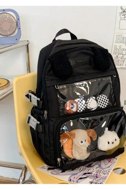 Y2K Ita Backpack: Transparent Display, Kawaii School Bag
