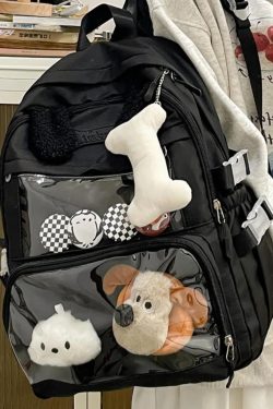 Y2K Ita Backpack: Transparent Display, Kawaii School Bag