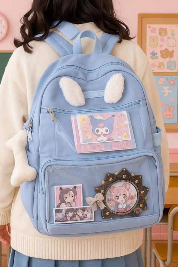 Y2K Ita Backpack: Transparent Display, Kawaii School Bag