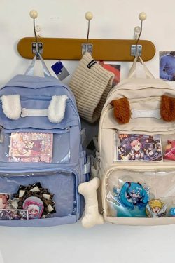 Y2K Ita Backpack: Transparent Display, Kawaii School Bag