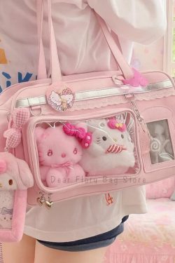 Y2K Ita Bag | PU Leather Display Backpack, Crossbody
