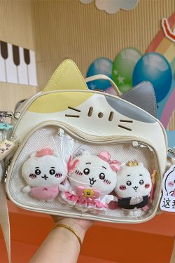 Y2K Japan Silver Cat Pin Backpack