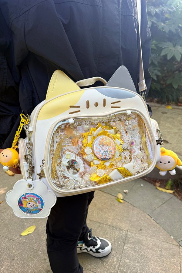 Y2K Japan Silver Cat Pin Backpack