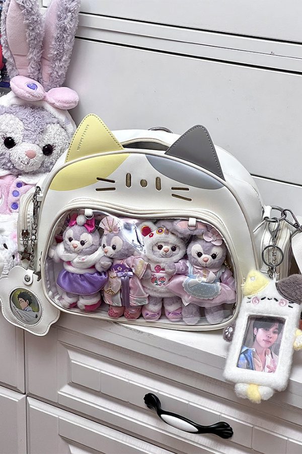 Y2K Japan Silver Cat Pin Backpack