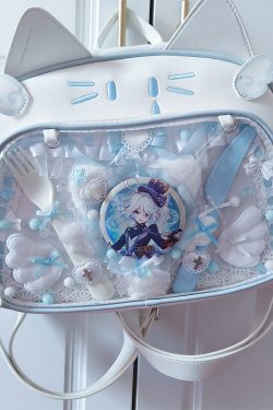 Y2K Japan Silver Cat Pin Backpack