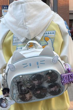 Y2K Japan Silver Cat Pin Backpack