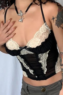 Y2K Lace Sheer Cropped Top