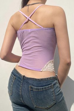 Y2K Lace Strap Crop Top