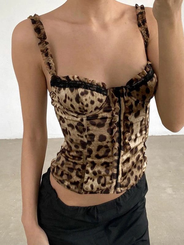 Y2K Leopard Corset Top