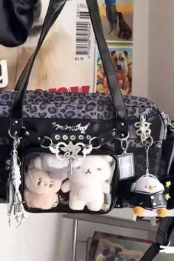 Y2K Leopard Ita Tote Bag Lolita Transparent Crossbody Large Capacity DIY Display
