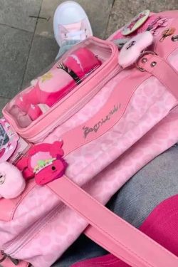 Y2K Leopard Ita Tote Bag Lolita Transparent Crossbody Large Capacity DIY Display