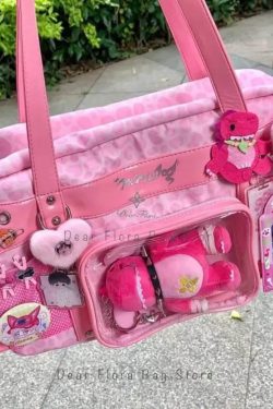 Y2K Leopard Ita Tote Bag Lolita Transparent Crossbody Large Capacity DIY Display
