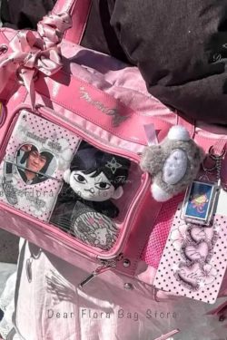 Y2K Leopard Ita Tote Bag Lolita Transparent Crossbody Large Capacity DIY Display