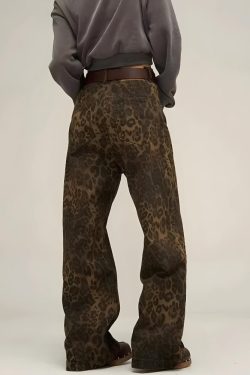 Y2K Leopard Straight Leg Pants