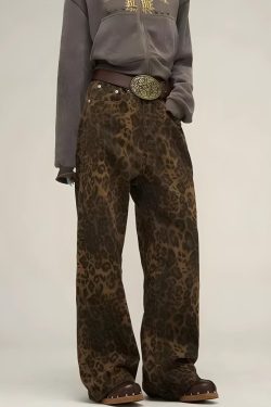 Y2K Leopard Straight Leg Pants
