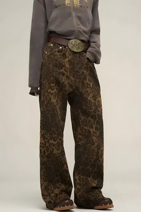 Y2K Leopard Straight Leg Pants
