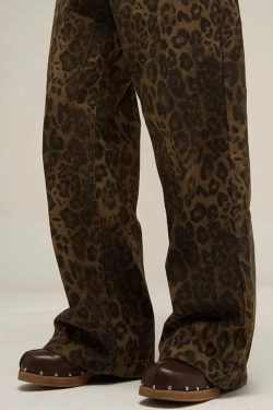 Y2K Leopard Straight Leg Pants