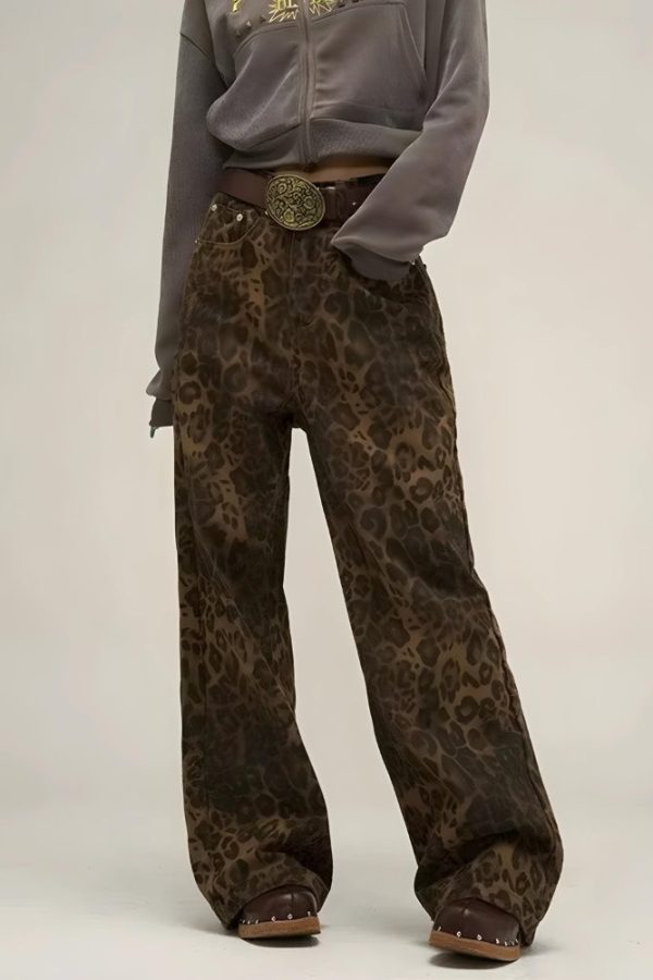 Y2K Leopard Straight Leg Pants
