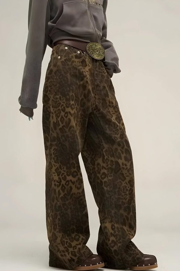 Y2K Leopard Straight Leg Pants