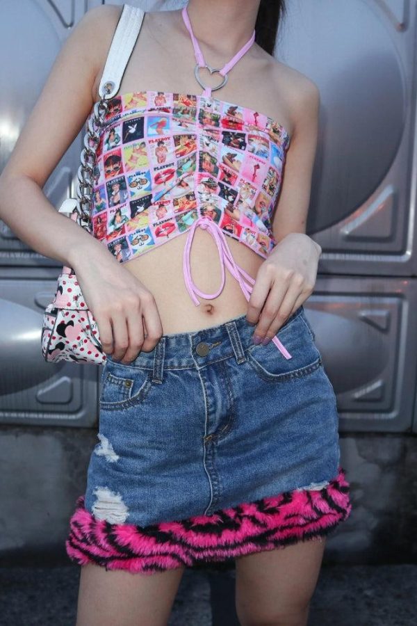 Y2K Magazine Covers Drawstring Top