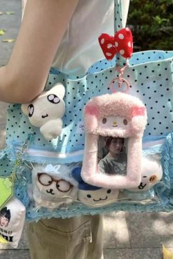 Y2K Polka Dot Ita Tote Bag Transparent Canvas Shoulder Handbag