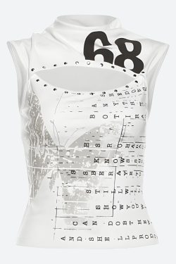 Y2K Printed Cut Out Top