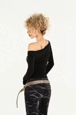 Y2K Rhinestone One Shoulder Top