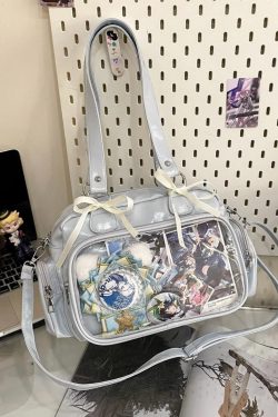 Y2K Ribbon Ita Bag: Women's Transparent PU Tote Bag