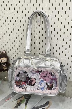 Y2K Ribbon Ita Bag: Women's Transparent PU Tote Bag