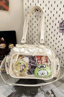 Y2K Ribbon Ita Bag: Women's Transparent PU Tote Bag