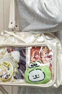 Y2K Ribbon Ita Bag: Women's Transparent PU Tote Bag