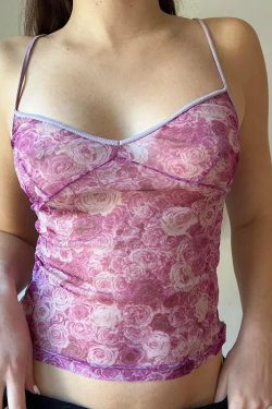 Y2K Rose Mesh Top