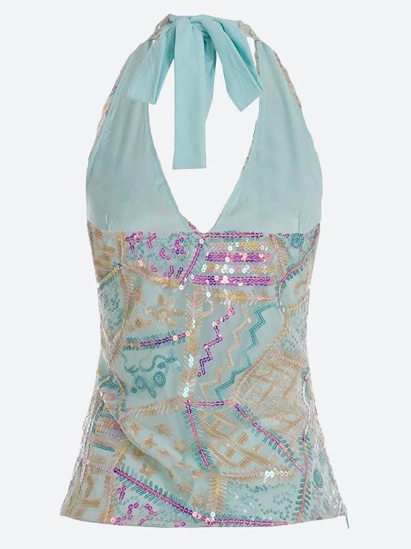Y2K Sequined Halter Top