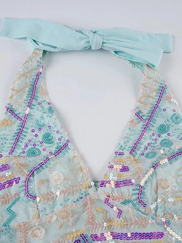 Y2K Sequined Halter Top