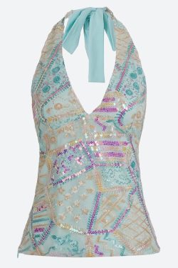 Y2K Sequined Halter Top