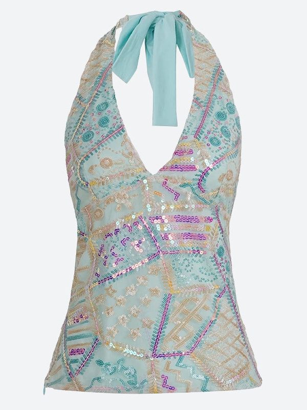 Y2K Sequined Halter Top