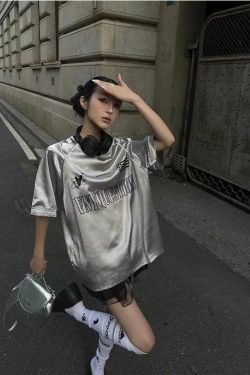 Y2K Silver Oversized Tee
