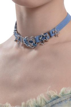 Y2K Sparkle Denim Choker Necklace