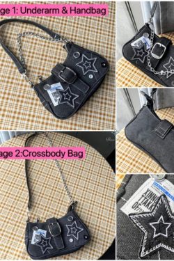 Y2K Star Denim Shoulder Bag Vintage Chain Underarm Purse