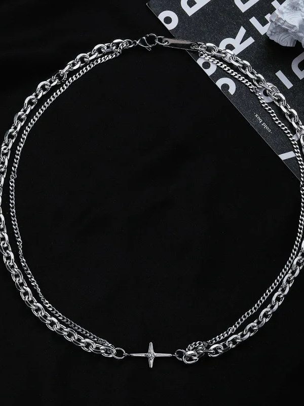 Y2K Star Double Chain Necklace