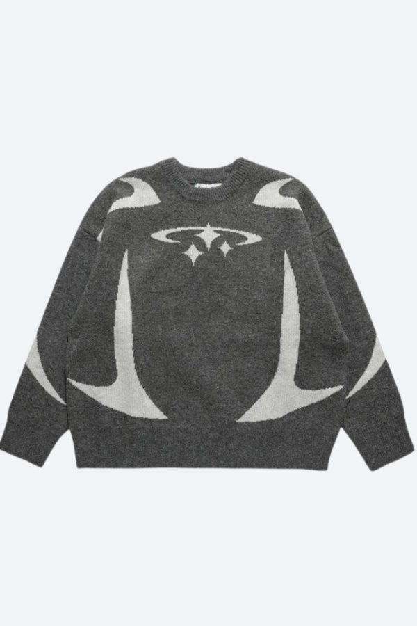 Y2K Star Futuristic Knitted Sweater