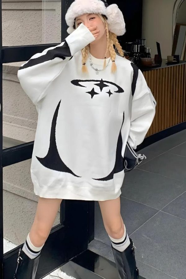 Y2K Star Futuristic Knitted Sweater