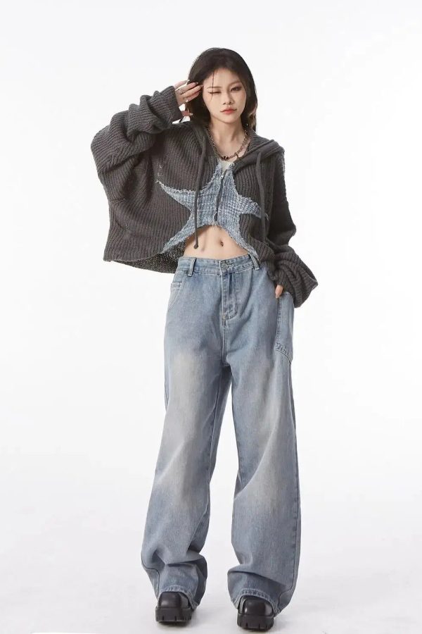 Y2K Star Hooded Cardigan