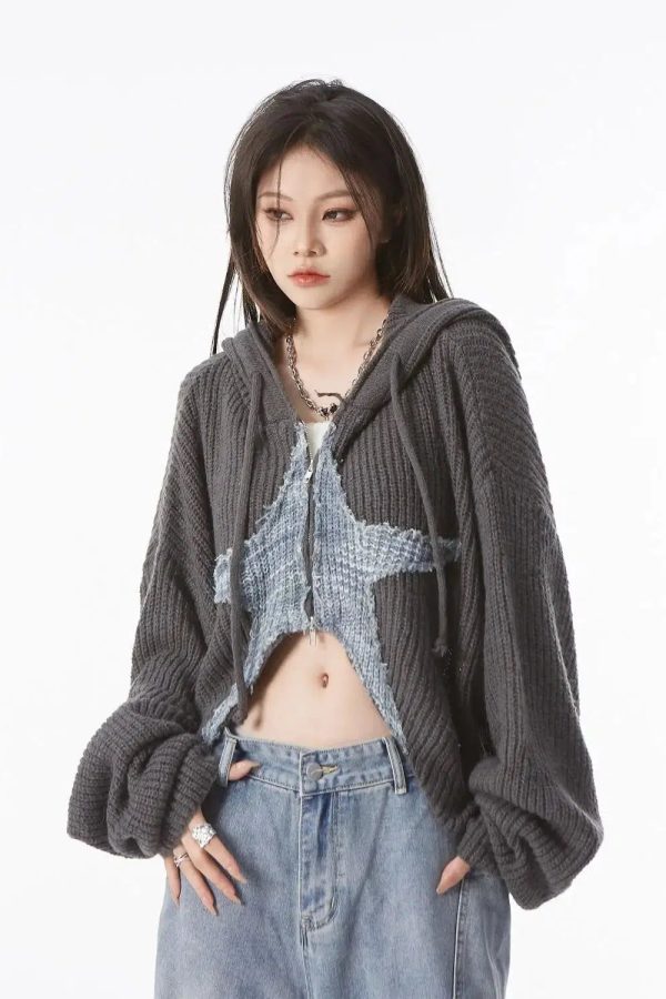 Y2K Star Hooded Cardigan