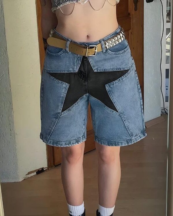 Y2K Star Jean Shorts