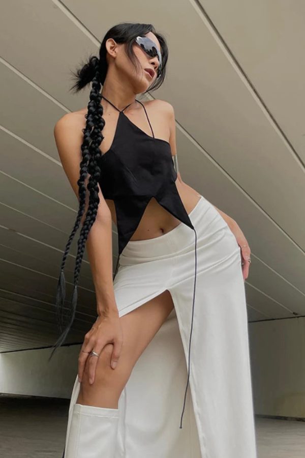 Y2k Star Lace Up Backless Top