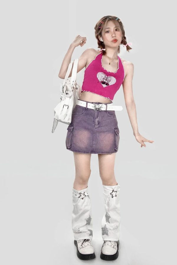 Y2K Star Patch Belted Leg Warmers