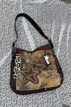 Y2K Star Patch Distressed Bag