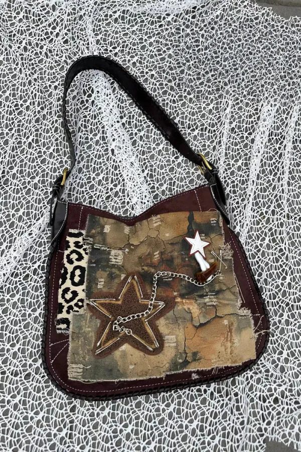 Y2K Star Patch Distressed Bag