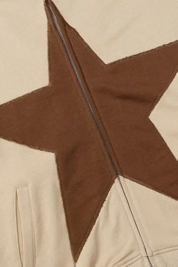Y2K Star Patch Zip-Up Hoodie